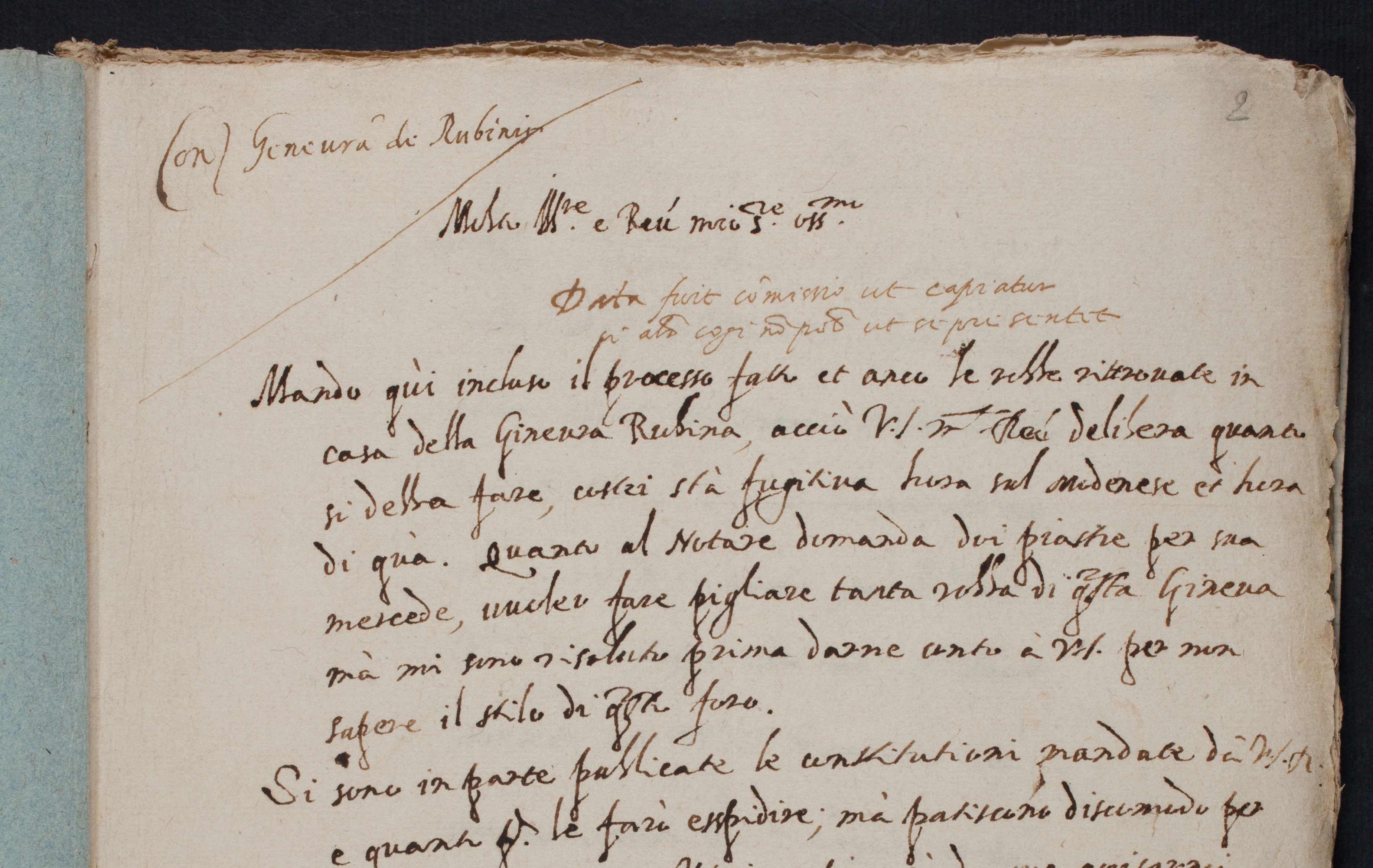 Immagine che riproduce una parte di un documento d'Archivio facente parte degli atti del Tribunale Inquisizione